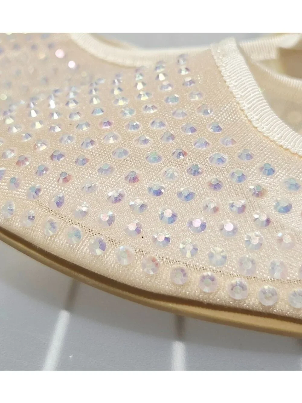 Beige & Jewel Embellished Ballet Flats Shoes Big Girls' Size 5 Art Class OOS